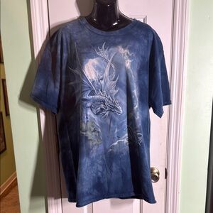The Mountain Blue Tye Dye Dragon Graphic T-Shirt Size 2XL